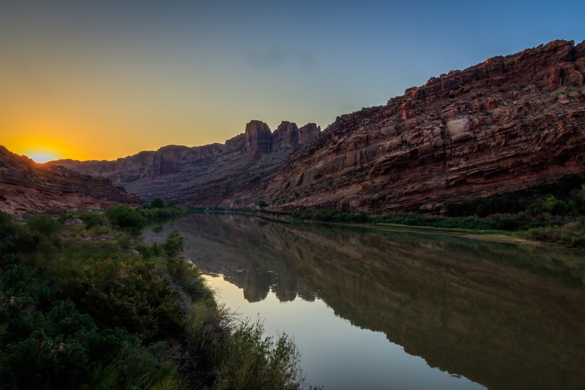 Colorado River at sunrise near Moab, UT